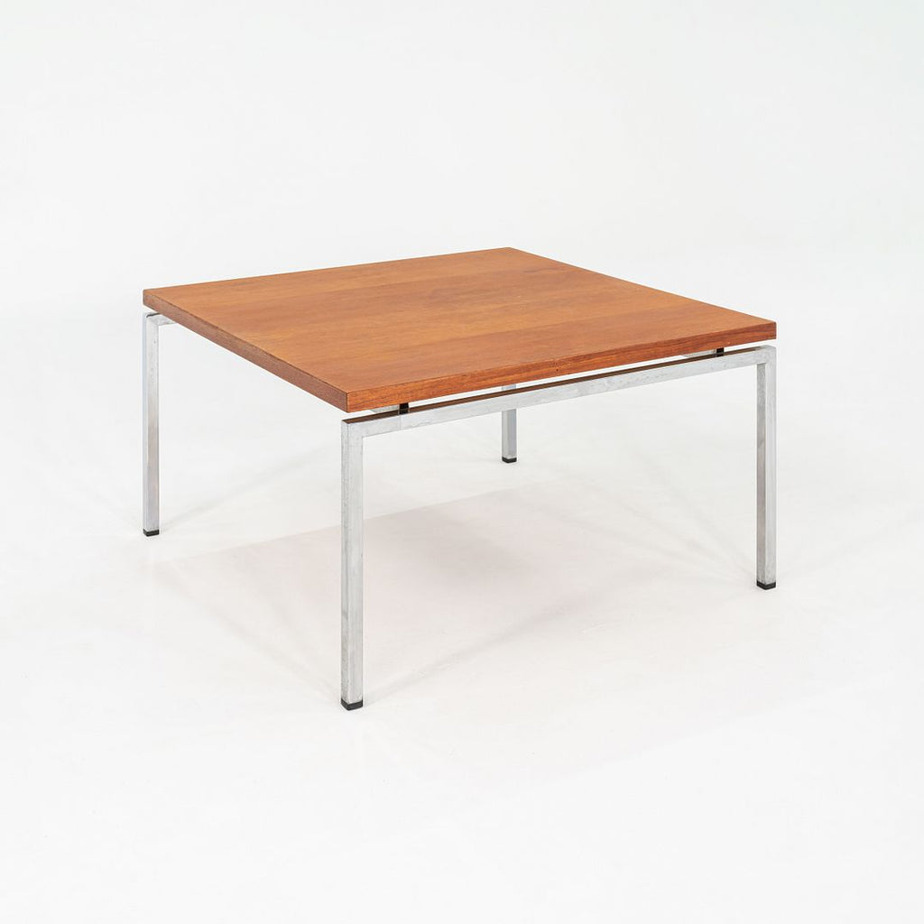 1970s Danish Chromed Steel and Teak Coffee or End Table 33 x 33 x 19 inches