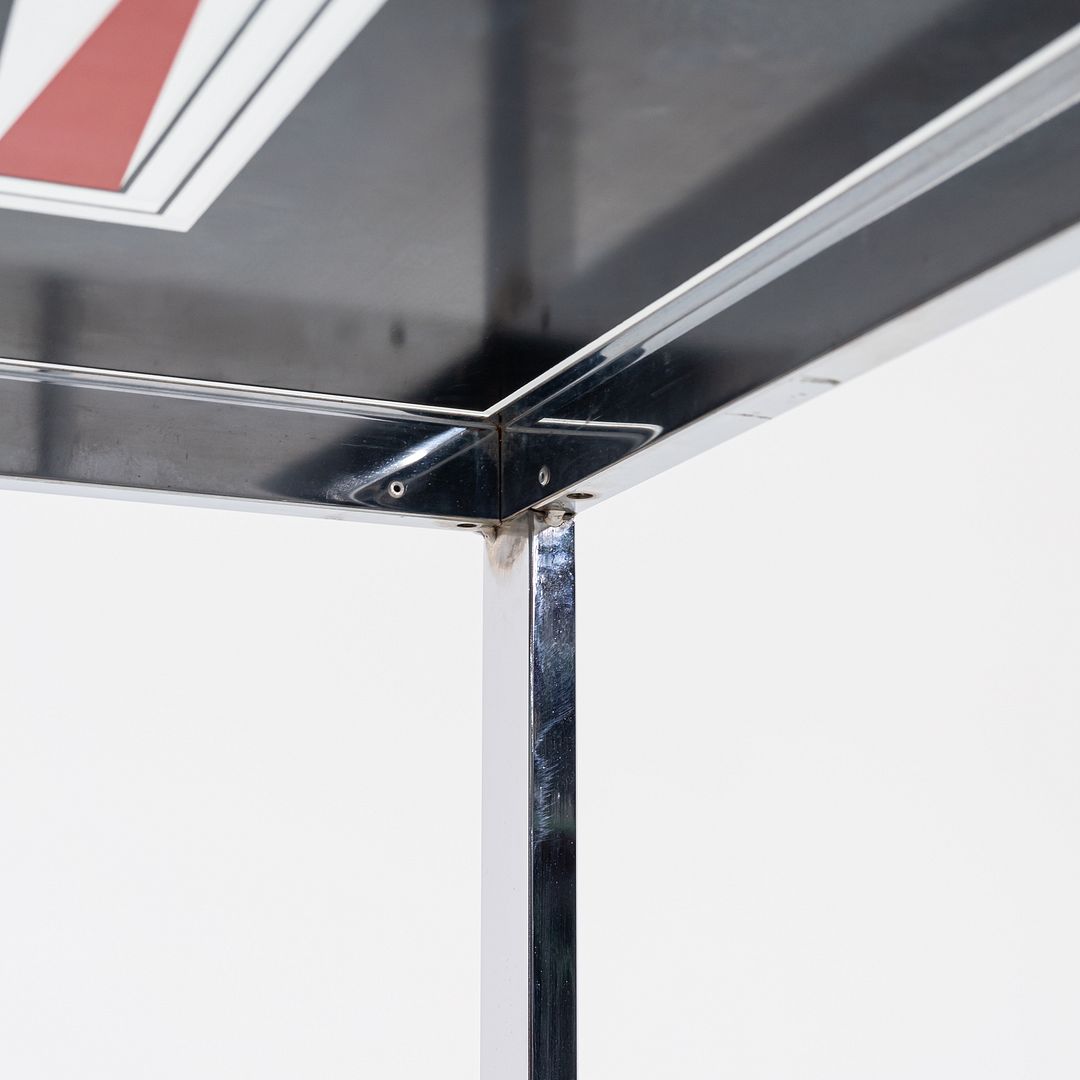 1970s Maison Jansen Backgammon Game / Dining Table in Chrome and Glass 32 in