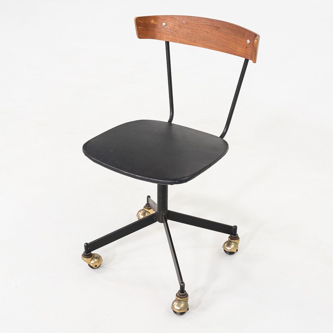 1960s Clifford Pascoe Desk Chair in Walnut by Lewis Street Metal Corp in Vinyl