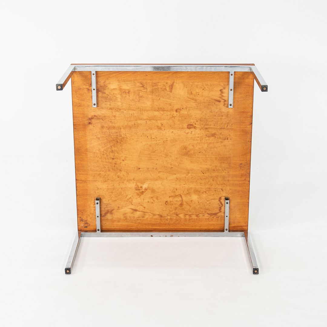 1970s Danish Chromed Steel and Teak Coffee or End Table 33 x 33 x 19 inches