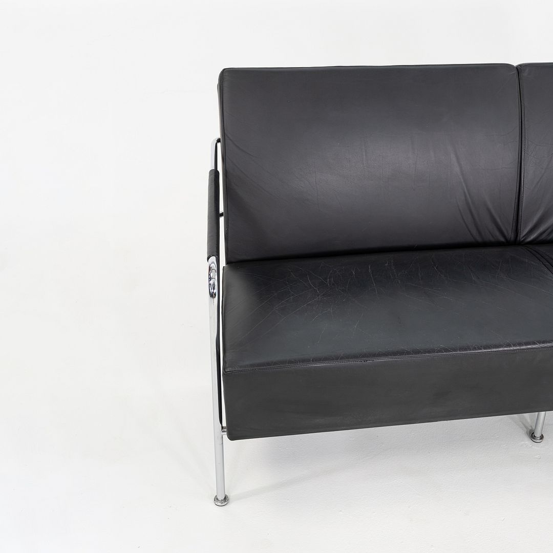1990s Gunilla Allard for Lammhults Cinema Sofa / Loveseat Steel & Black Leather