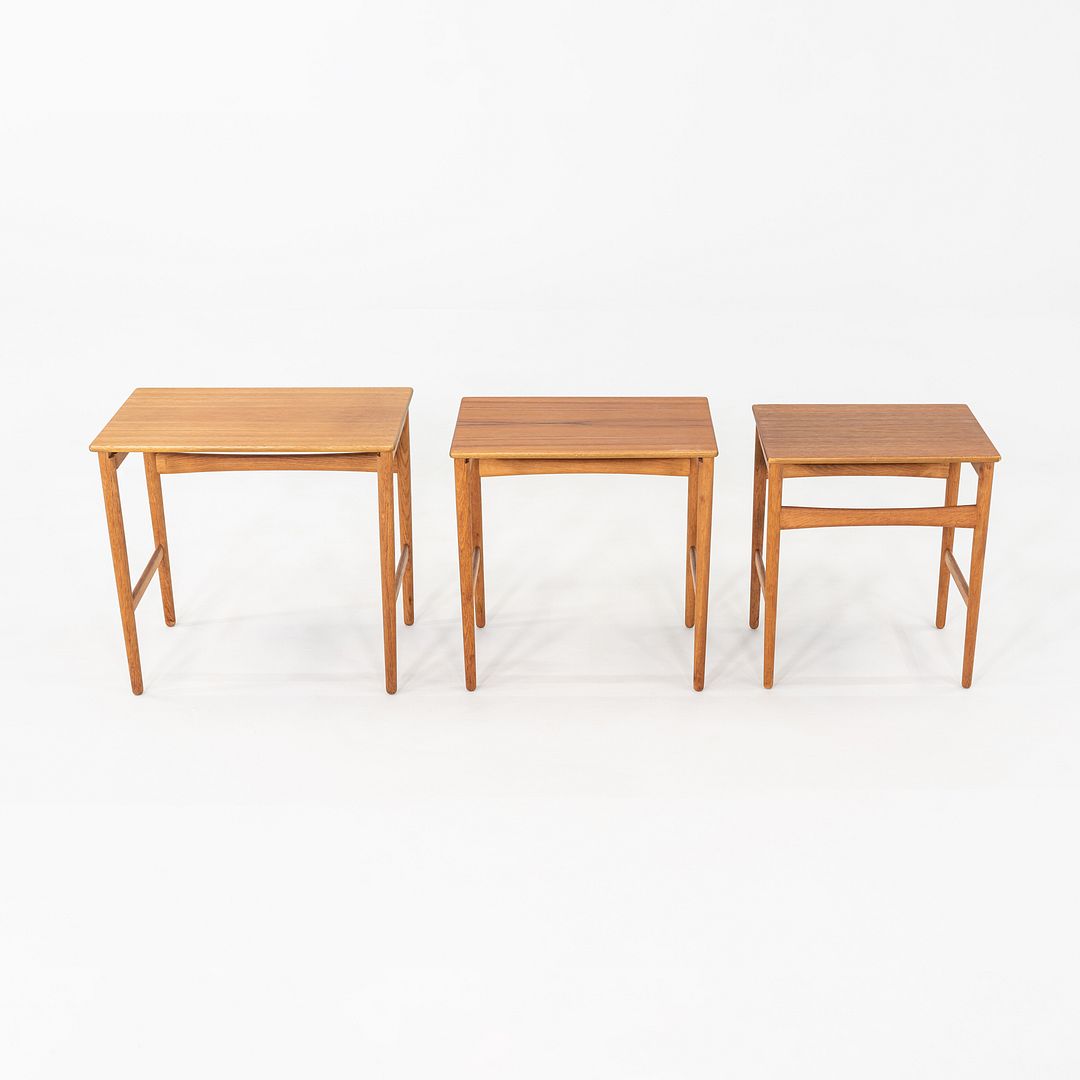 1960s Set of Three Danish Nesting Tables Hans Wegner for Andreas Tuck Teak & Oak