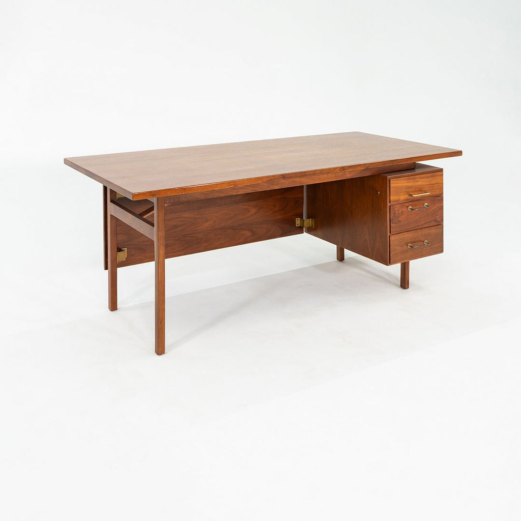 1970s Jens Risom Design Executive Desk in Walnut with Three Drawers
