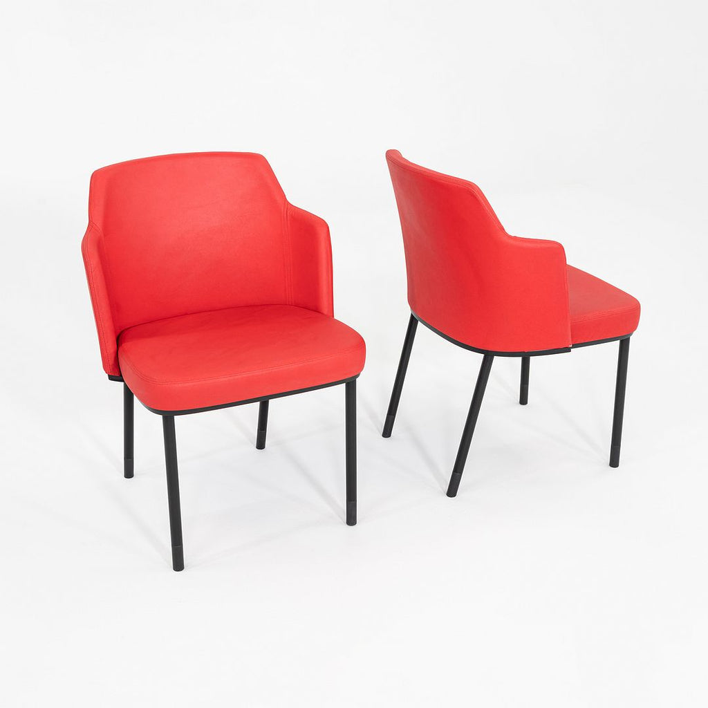 2015 Pair of Formway for Knoll Remix Dining Arm Chairs w/ Red Fabric Upholstery