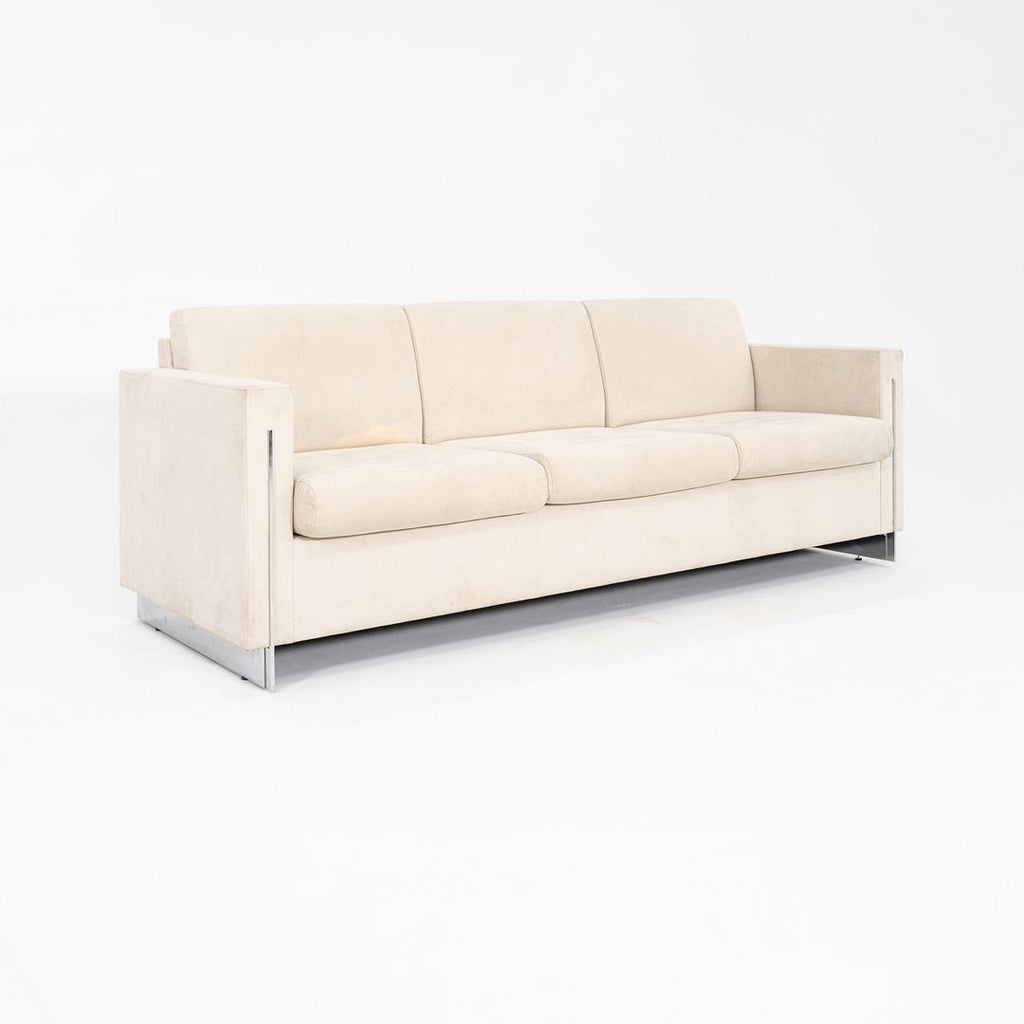 1990s John Nelson for Tuohy Furniture Three Seat Tuxedo Sofa 83" w/ White Fabric