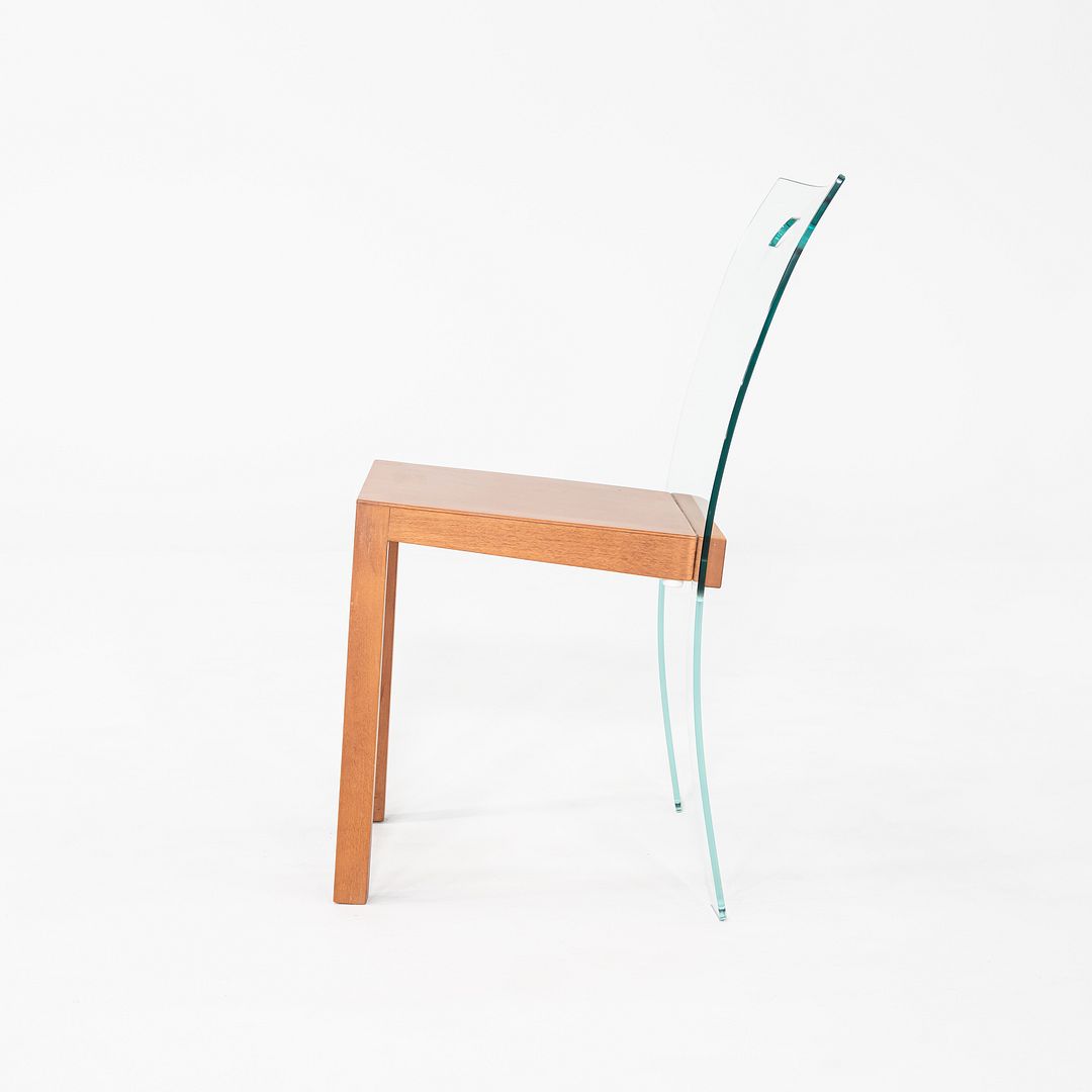 1980s Curvet for Zeritalia Italian Dining / Side Chair Wood Frame w/ Glass Seat