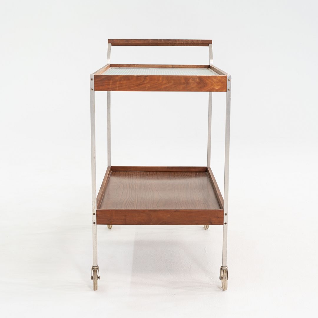 1960s Salton Hotable Two-Tier Heated Buffet Cart Aluminum & Walnut, Model H-358