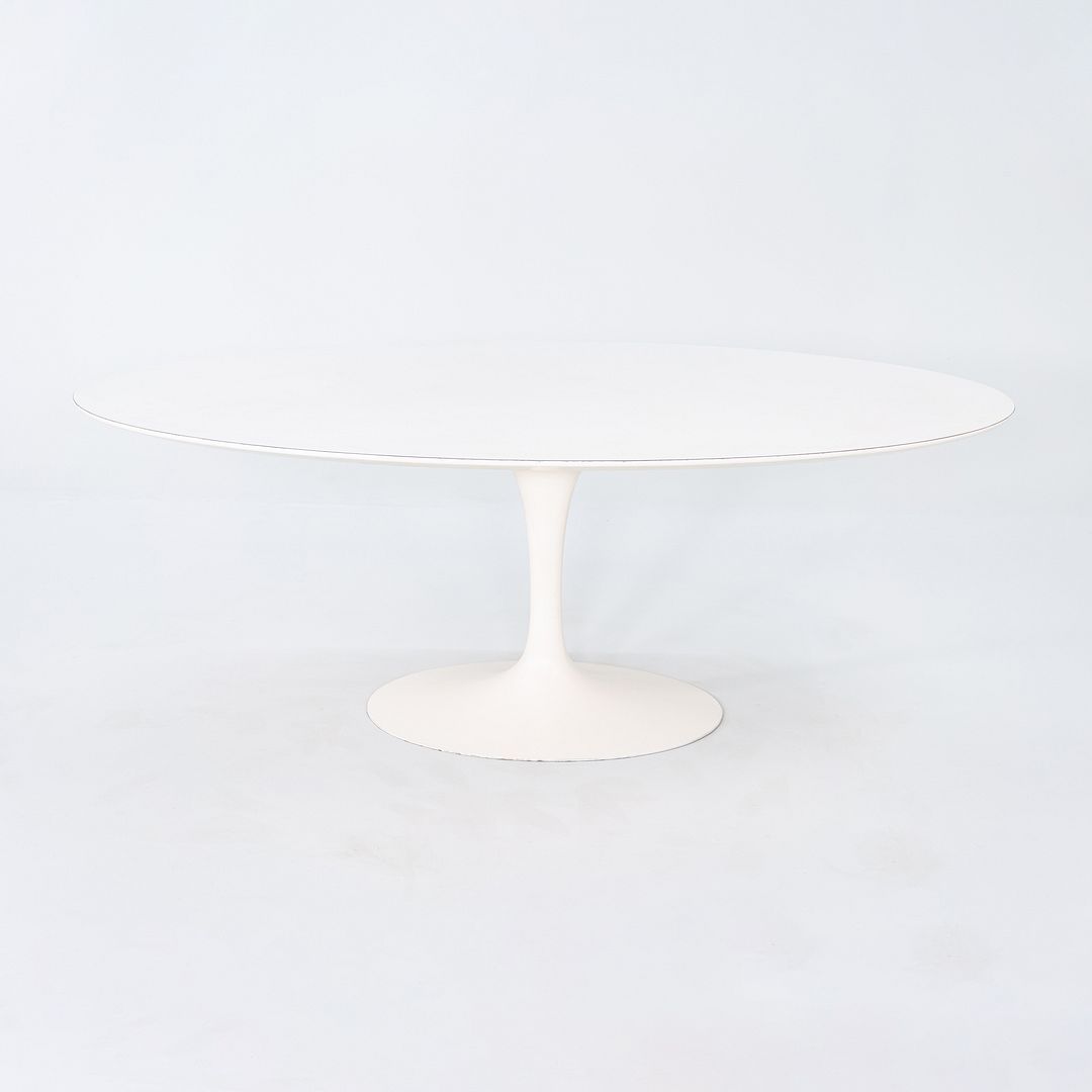 SOLD 1960s Eero Saarinen for Knoll 78x48 inch Oval Tulip Dining Table in White Laminate