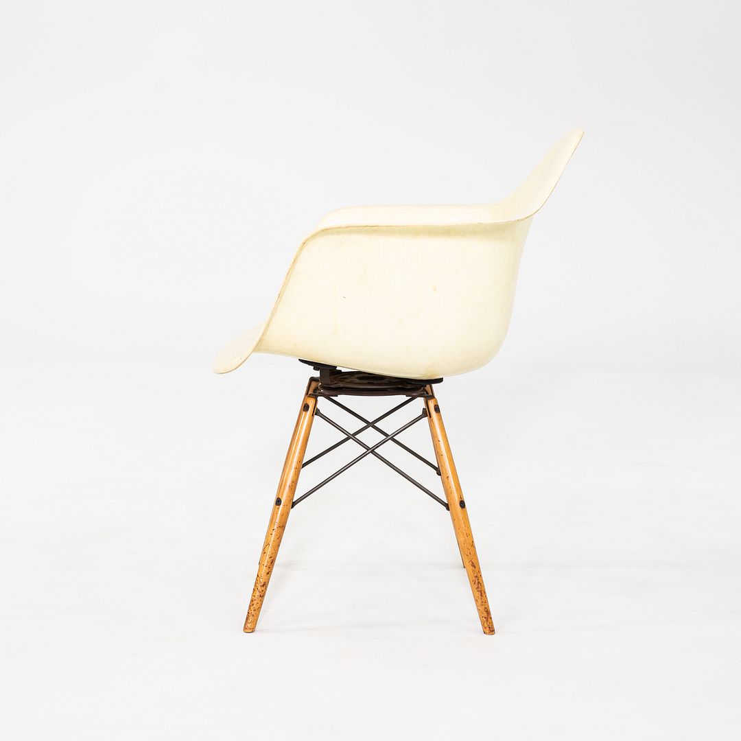 C. 1950 Herman Miller Eames PAW Swivel Chair w/ Birch Dowel Base in Parchment