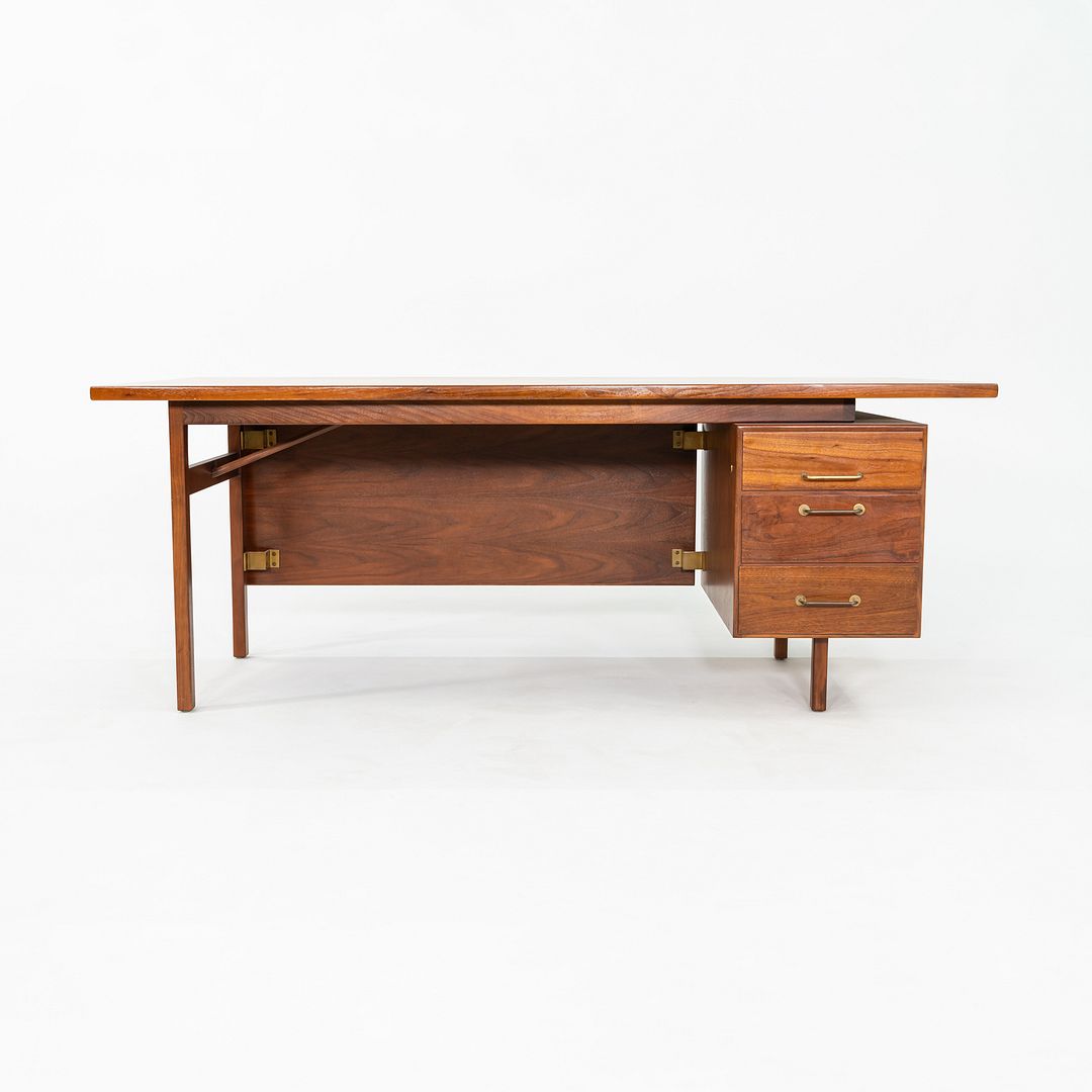 1970s Jens Risom Design Executive Desk in Walnut with Three Drawers