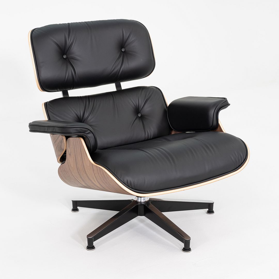 SOLD 2025 Herman Miller Eames Lounge Chair and Ottoman in Black Leather and Walnut
