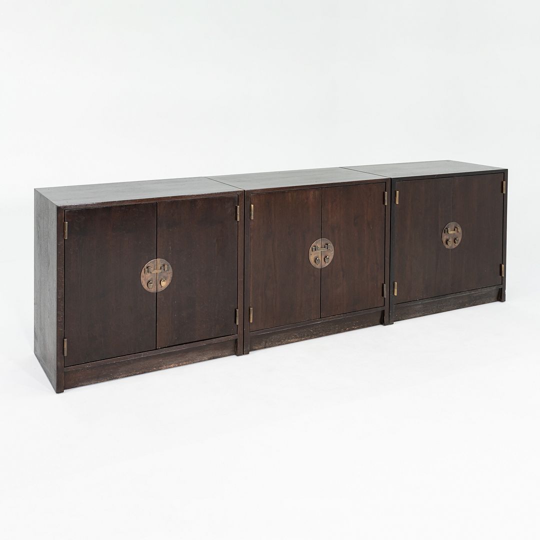 1950s Edward Wormley for Dunbar Walnut Ming Sideboard Cabinet w/ Brass Hardware