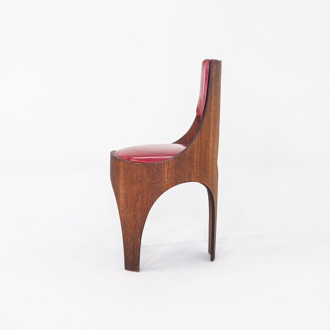 1950s Henry P. Glass for Richbilt Cylindra Dining Chair in Walnut and Red Vinyl