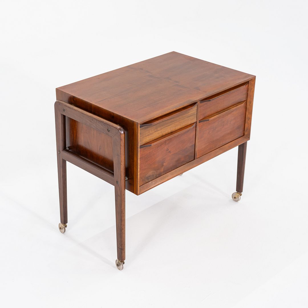 1960s Arne Vodder Rolling Cabinet or Sewing Chest in Teak 17 x 28 x 23 inches
