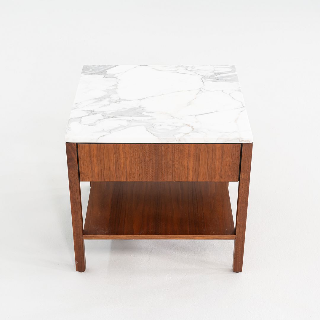 1960s Pair of Florence Knoll Bedside Tables / Nightstands in Walnut and Marble