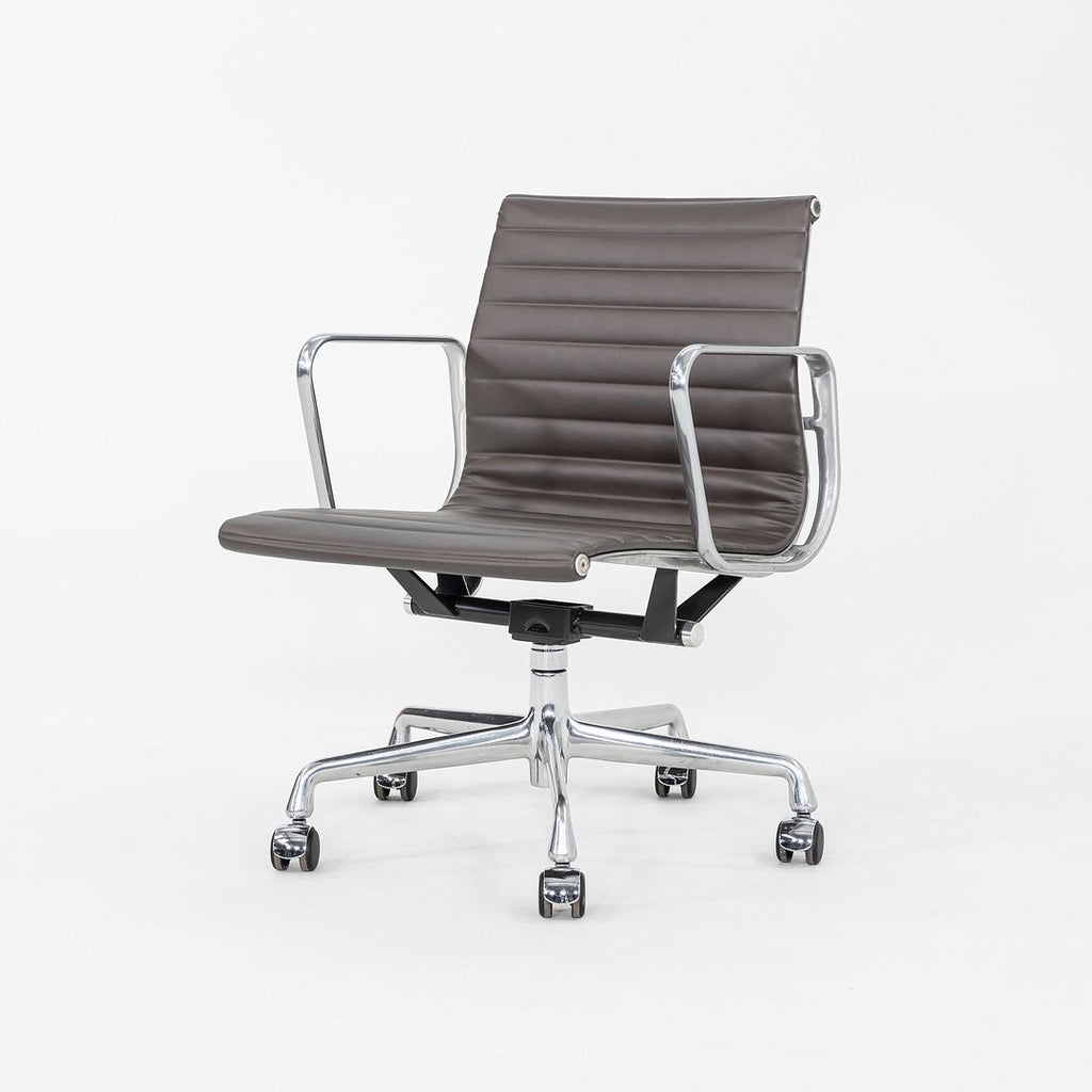 SOLD 2010 Herman Miller Eames Aluminum Group Management Desk Chair in Brown Leather