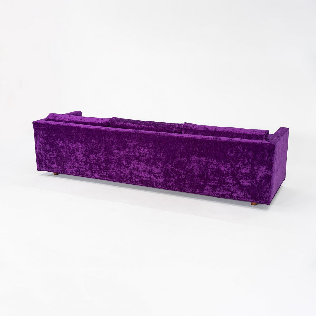 1970s Harvey Probber Attributed Tuxedo Sofa in Purple Velvet Upholstery 2x Avail