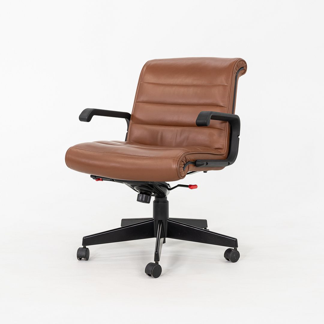 2005 Richard Sapper for Knoll Management Desk Chairs in Dark Cognac Leather 16x Available