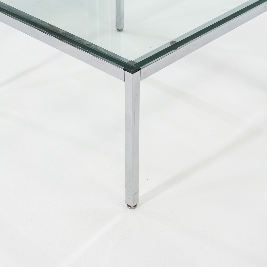 1990s Florence Knoll Side / End Table w/ Glass Top 26x26x14 Inches 6+ Available
