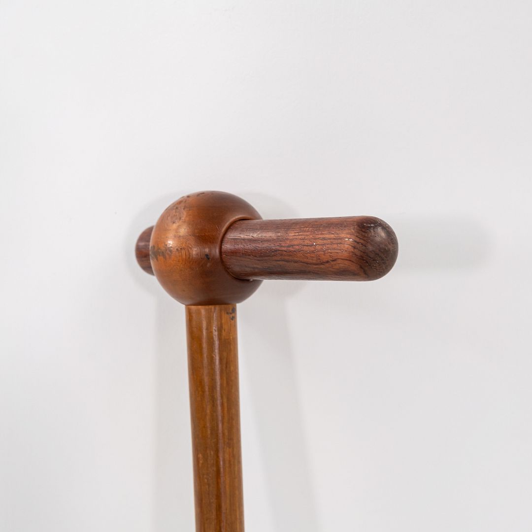 1970s Scandinavian or Danish Custom Teak Cane or Walking Stick w/ Metal 35.5"