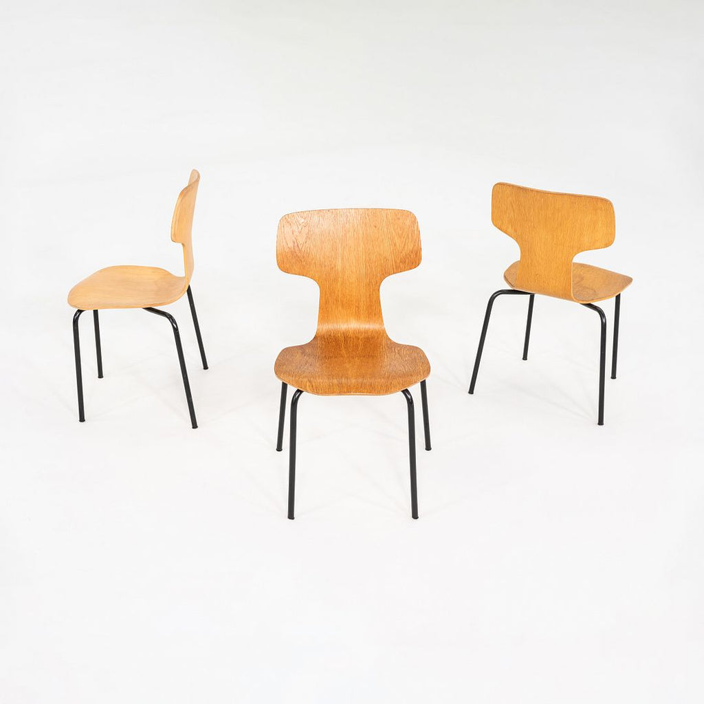 1976 Set of Three Arne Jacobsen Fritz Hansen 3123 Children's Chairs in Veneer