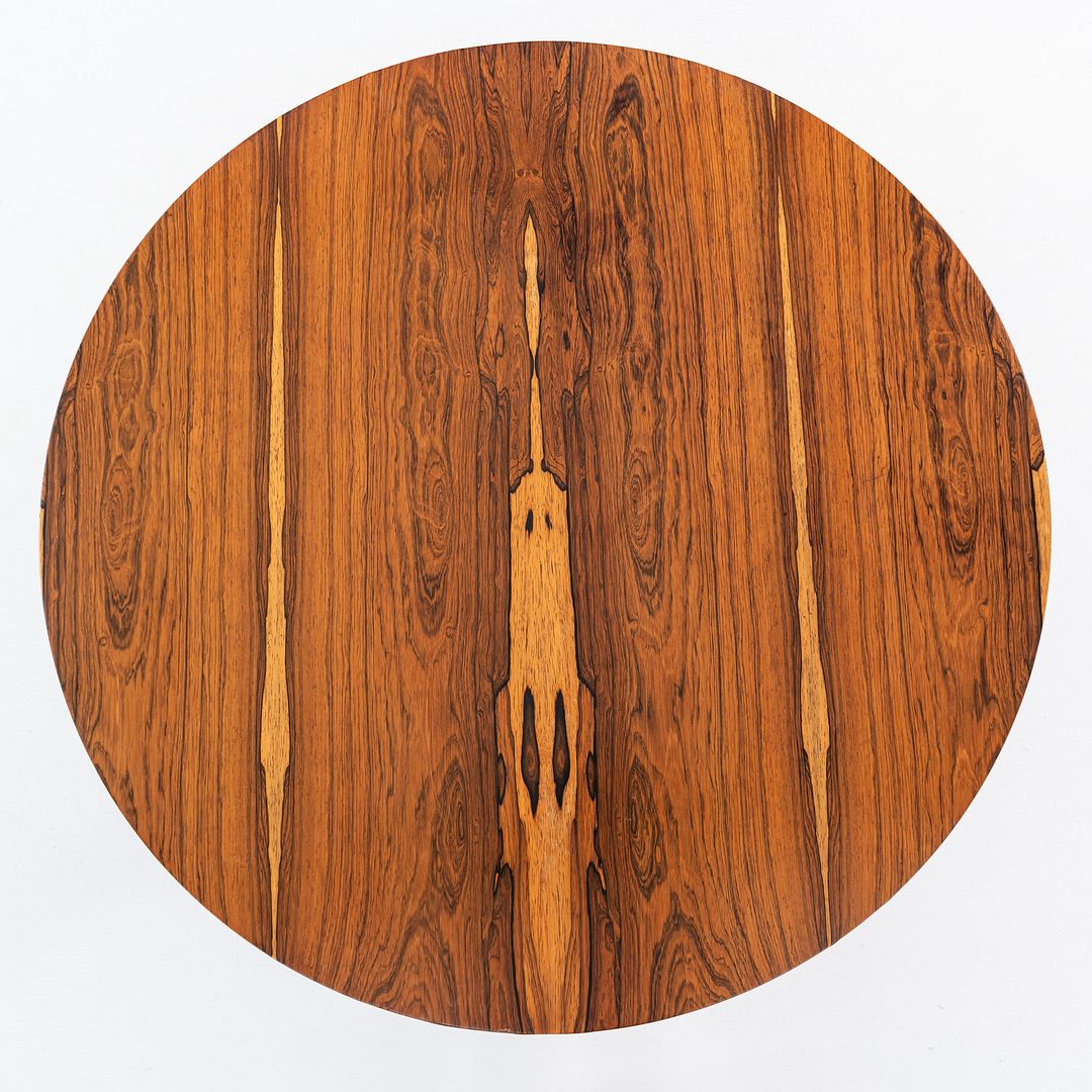 1960s Ward Bennett for Brickel Associates Rosewood and Aluminum Dining Table 42 inch