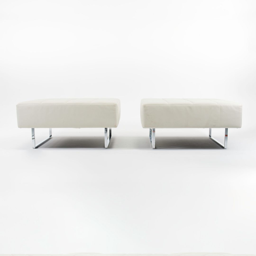 2014 Quadra Ottoman / Bench by Pierluigi Cerri for Poltrona Frau in Off-White Leather 34x34 inch