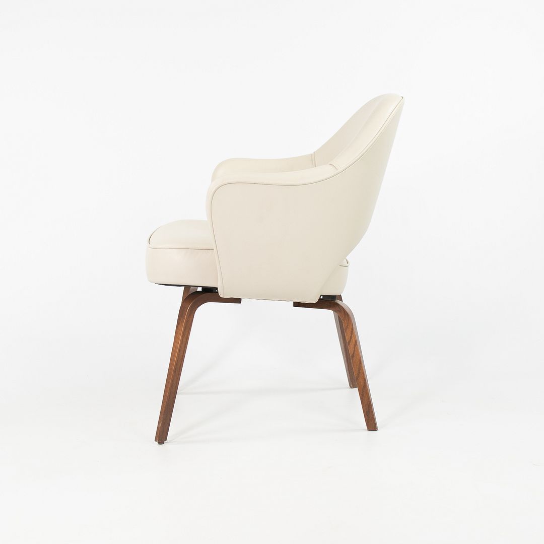 2021 No. 71 ULB Armchair by Eero Saarinen for Knoll in Off White Leather with Wooden Legs