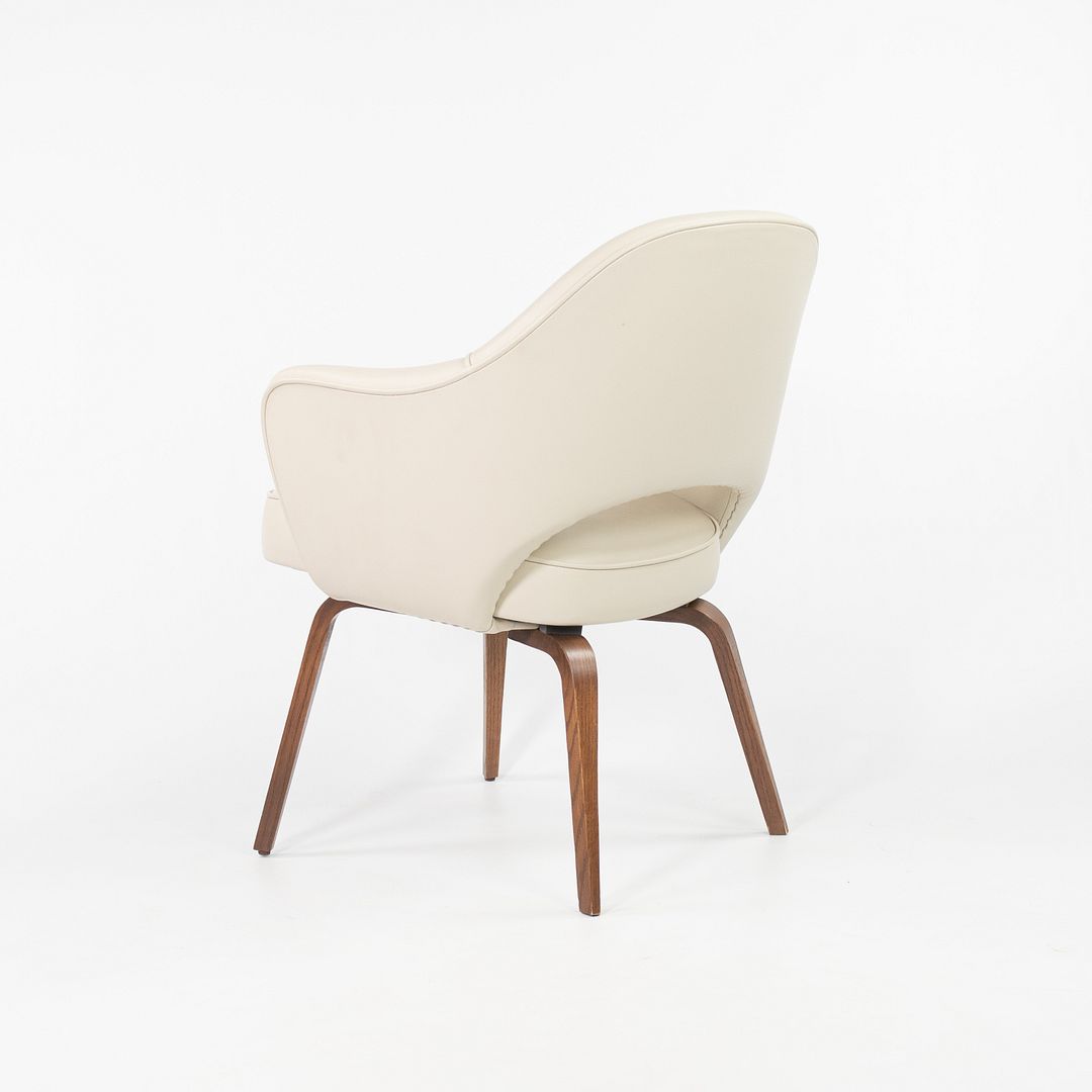 2021 No. 71 ULB Armchair by Eero Saarinen for Knoll in Off White Leather with Wooden Legs