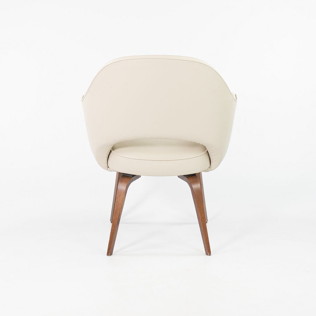 2021 No. 71 ULB Armchair by Eero Saarinen for Knoll in Off White Leather with Wooden Legs