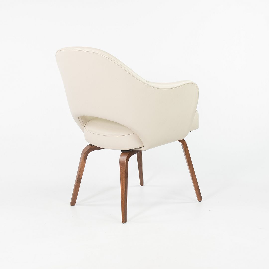 2021 No. 71 ULB Armchair by Eero Saarinen for Knoll in Off White Leather with Wooden Legs