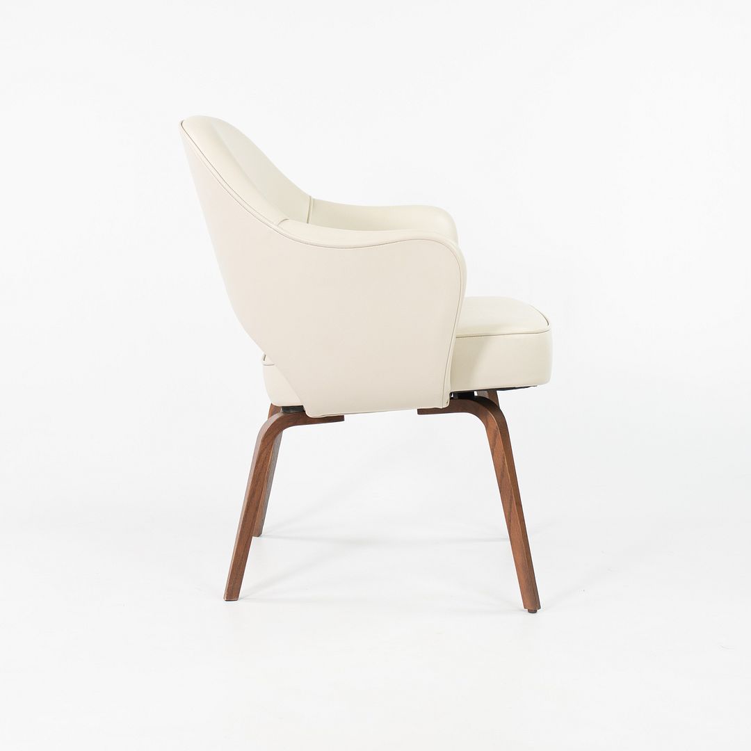2021 No. 71 ULB Armchair by Eero Saarinen for Knoll in Off White Leather with Wooden Legs
