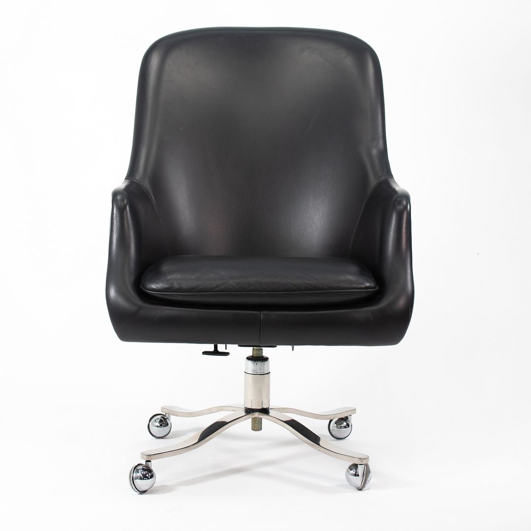 1980s Alpha Bucket Executive Chair by Nicos Zographos for Zographos Designs Ltd. in Black Leather - 3 Available