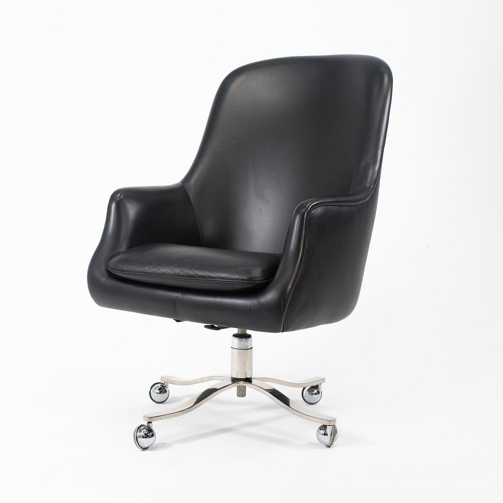 1980s Alpha Bucket Executive Chair by Nicos Zographos for Zographos Designs Ltd. in Black Leather - 3 Available