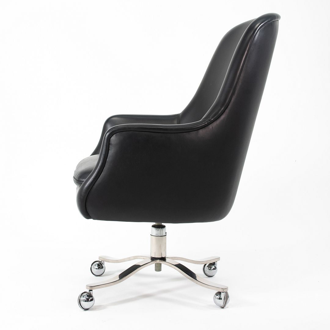 1980s Alpha Bucket Executive Chair by Nicos Zographos for Zographos Designs Ltd. in Black Leather - 3 Available