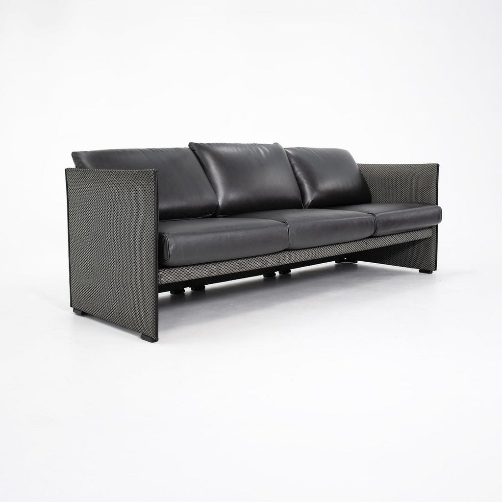 1980s Tilbury Three Seat Sofa by Mario Bellini for Cassina in Black Leather