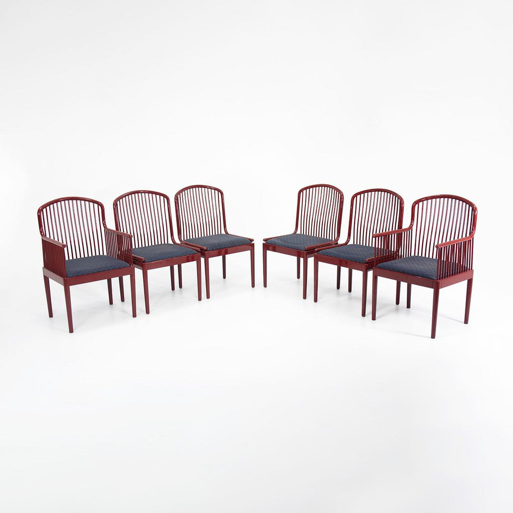 1980s Set of Six Andover Chairs by Davis Allen for Stendig with Red Lacquer - Sets Available