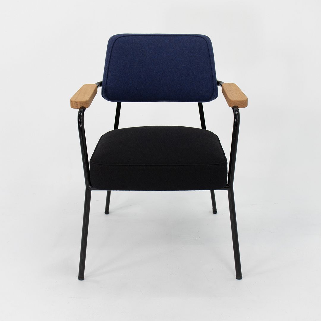 2018 Fauteuil Direction Chair by Jean Prouvé for Vitra in Blue and Black Fabric 12x Available