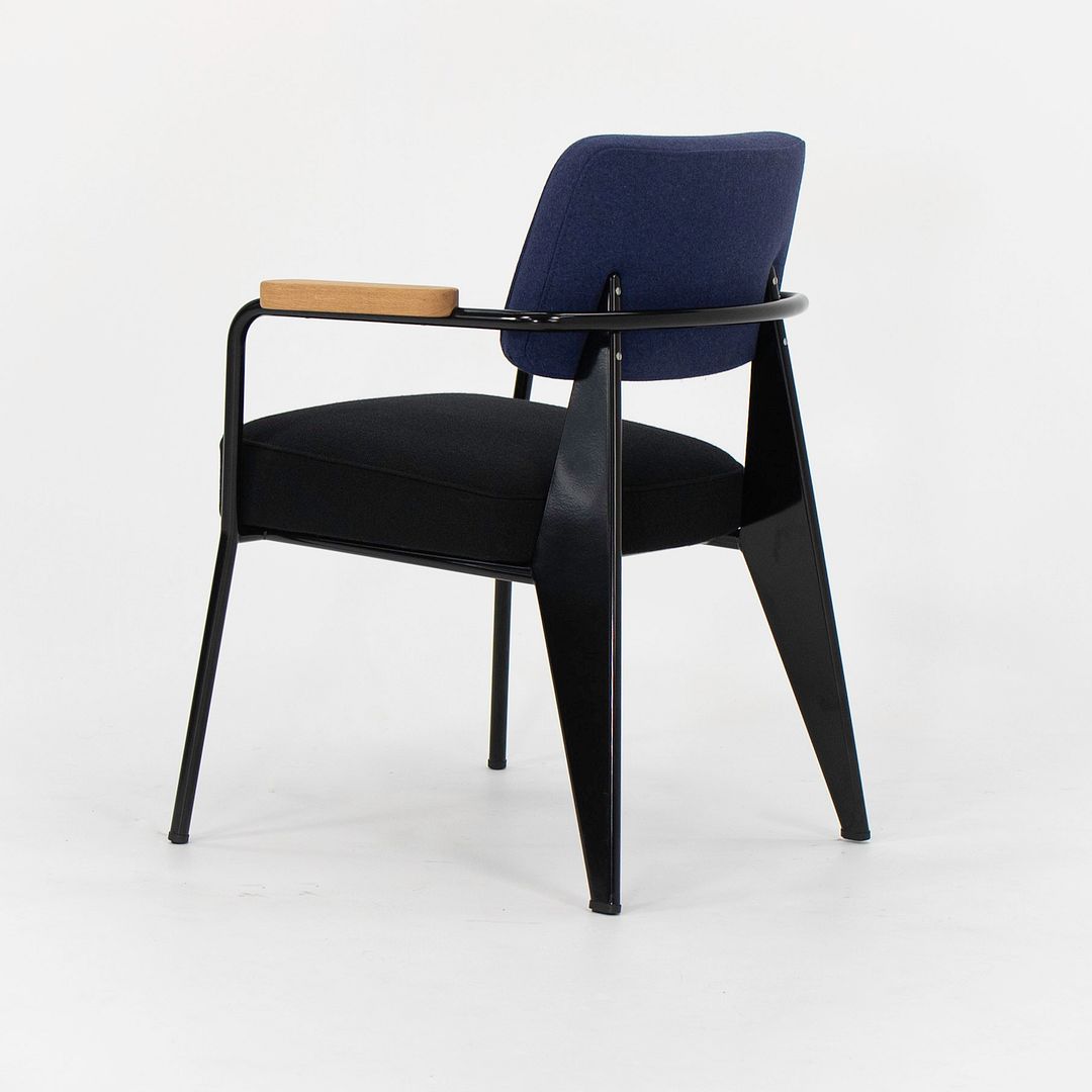 2018 Fauteuil Direction Chair by Jean Prouvé for Vitra in Blue and Black Fabric 12x Available