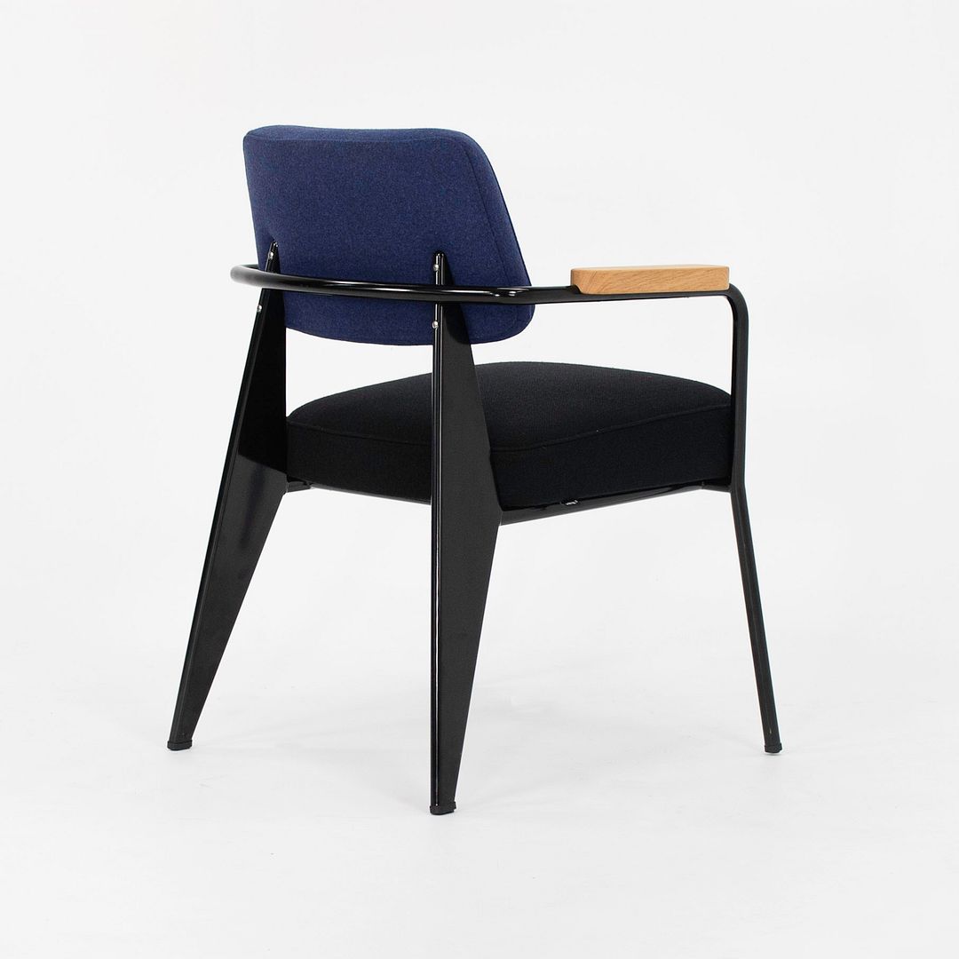2018 Fauteuil Direction Chair by Jean Prouvé for Vitra in Blue and Black Fabric 12x Available