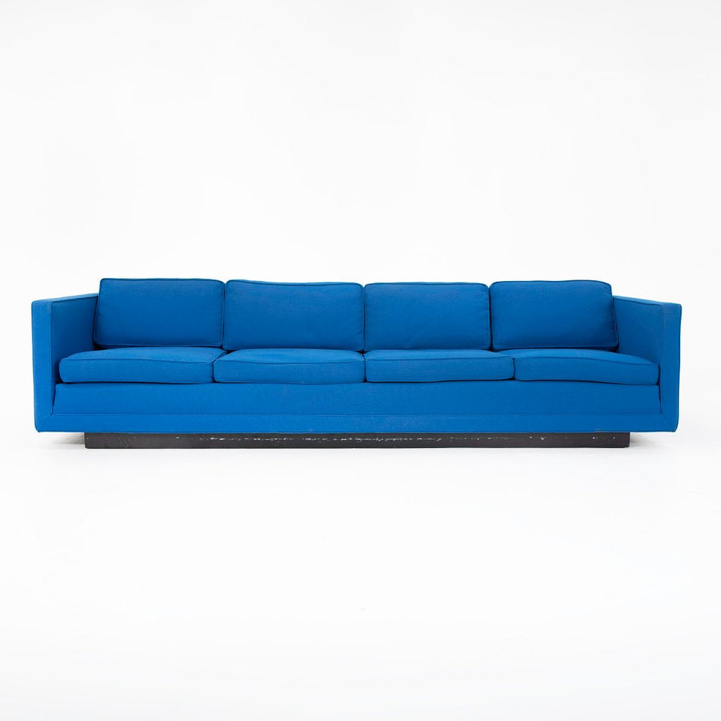 1970s Tuxedo Sofa Attributed to Nicos Zographos for Zographos Designs Ltd. in Blue Fabric