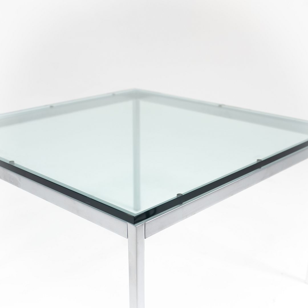 2018 2515T Square End Table by Florence Knoll for Knoll in Satin Chrome with Glass Top