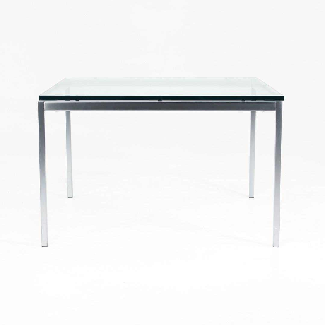 2018 2515T Square End Table by Florence Knoll for Knoll in Satin Chrome with Glass Top