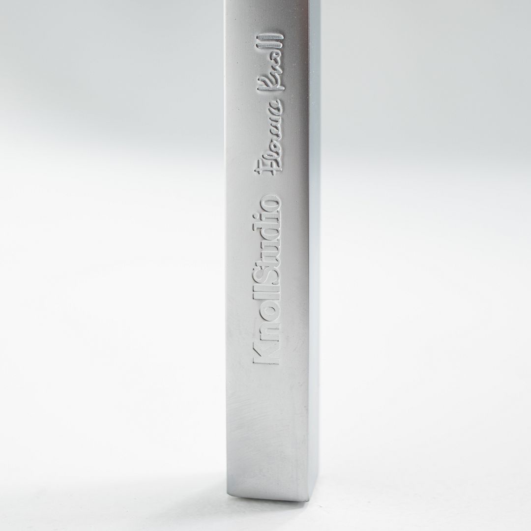 2018 2515T Square End Table by Florence Knoll for Knoll in Satin Chrome with Glass Top