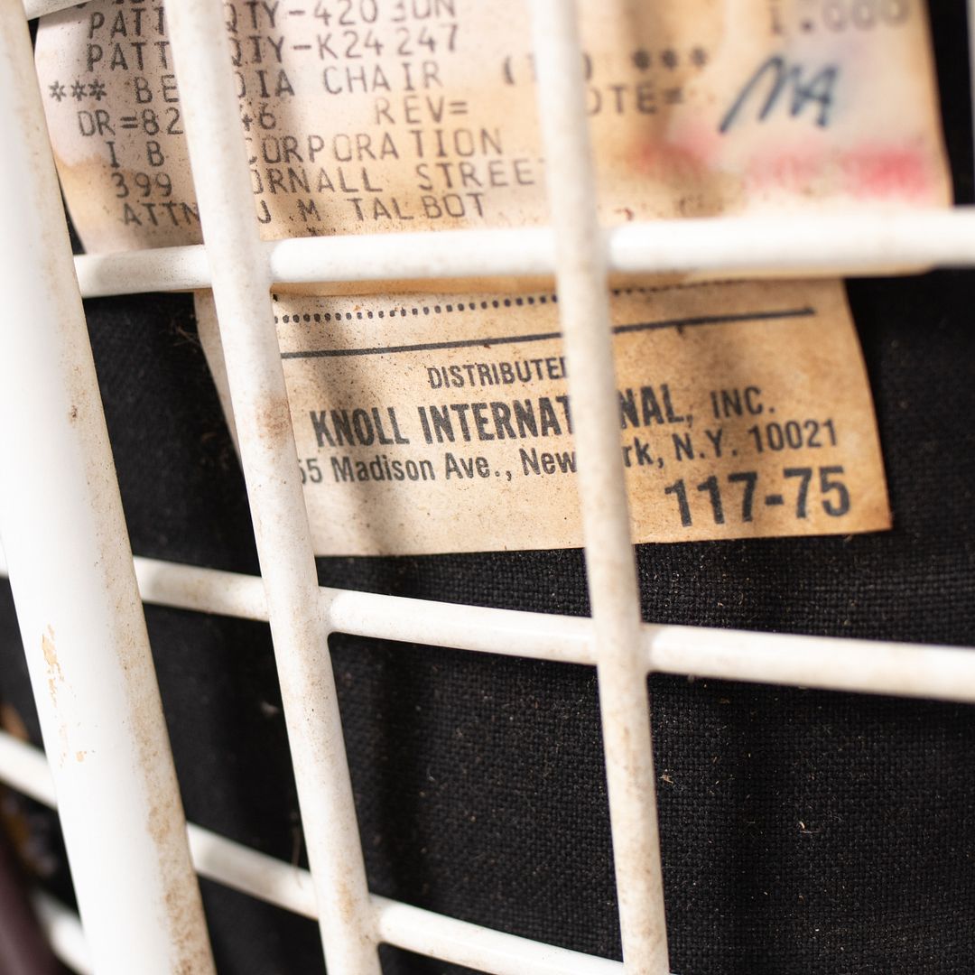 1986 Pair of 420C Bertoia Side Chairs by Harry Bertoia for Knoll in White with Original Burgundy Vinyl Upholstered Pads