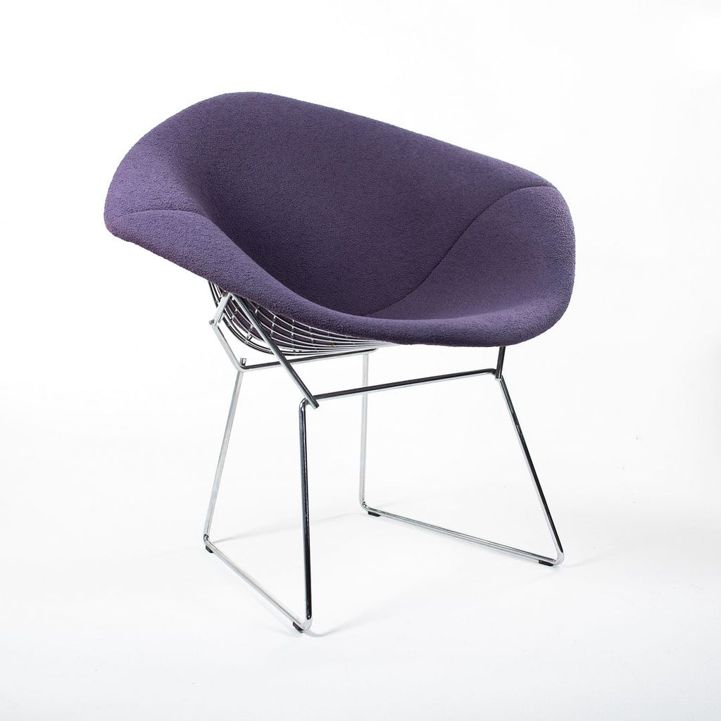 2000s Bertoia Diamond Chair No. 421 by Harry Bertoia for Knoll in Chrome & in Purple Bouclé