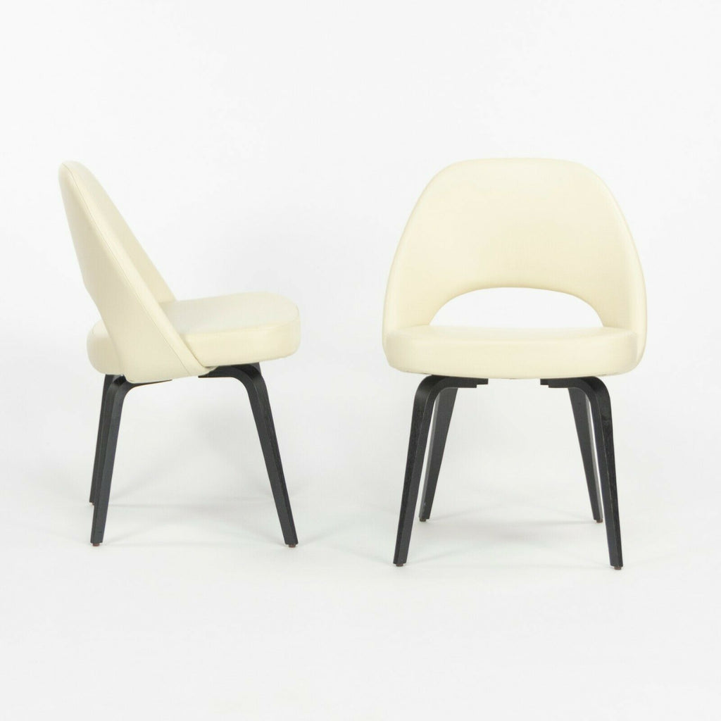 Eero Saarinen Knoll 2020 Executive Side Chair with Wood Legs & Ivory Leather 1x Available