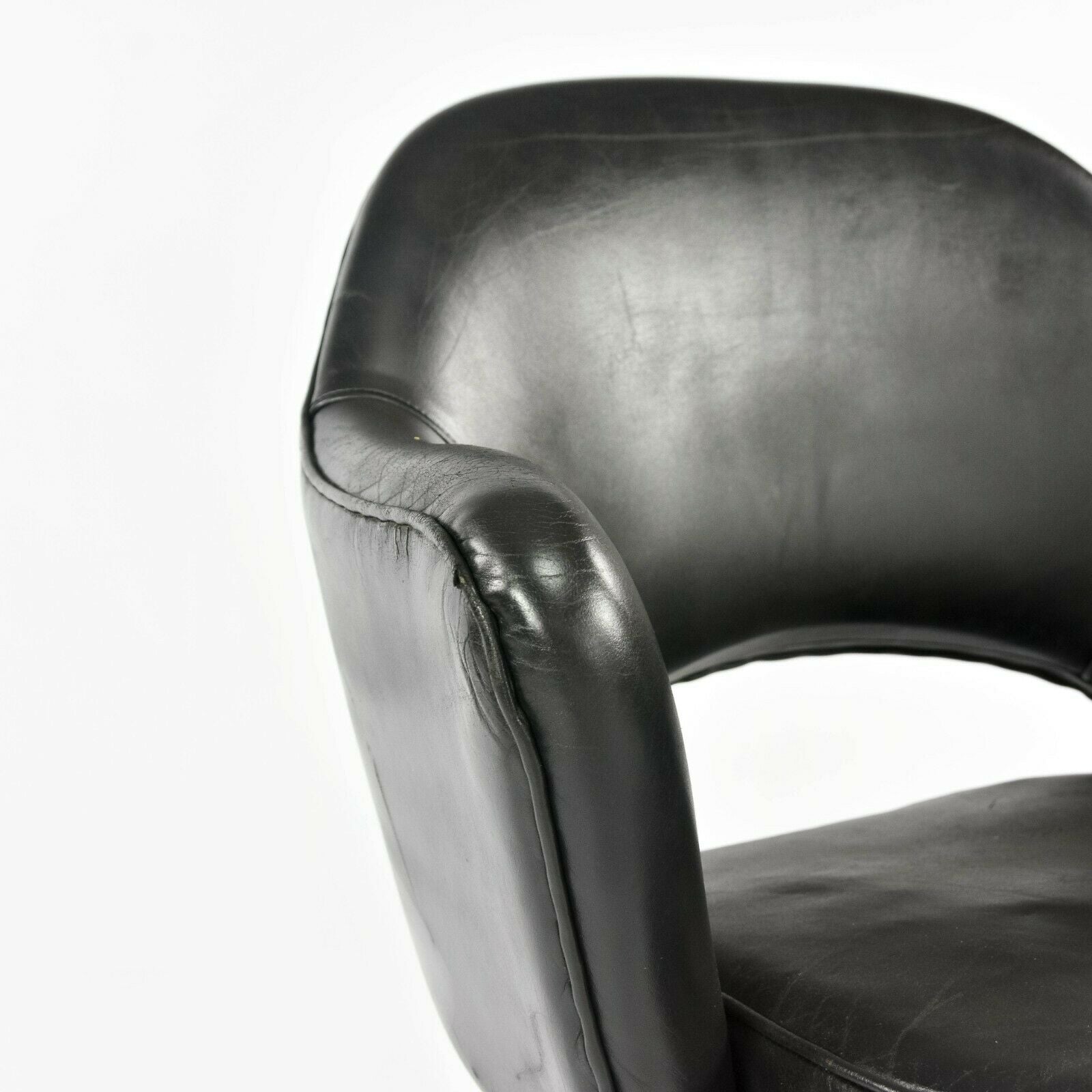 1960s Eero Saarinen for Knoll Executive Dining Arm Chair in Chrome & Black Leather