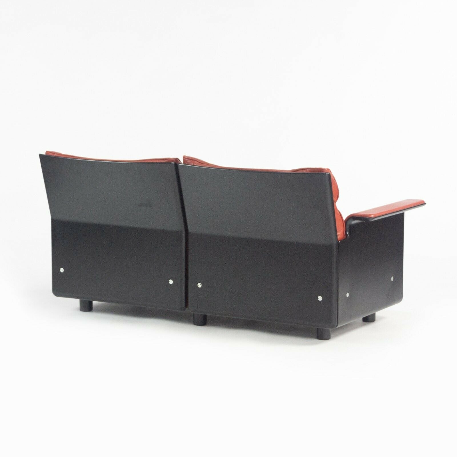 1980s Vintage Dieter Rams for Vitsoe 620 Red Leather and Black Two Seat Settee Sofa