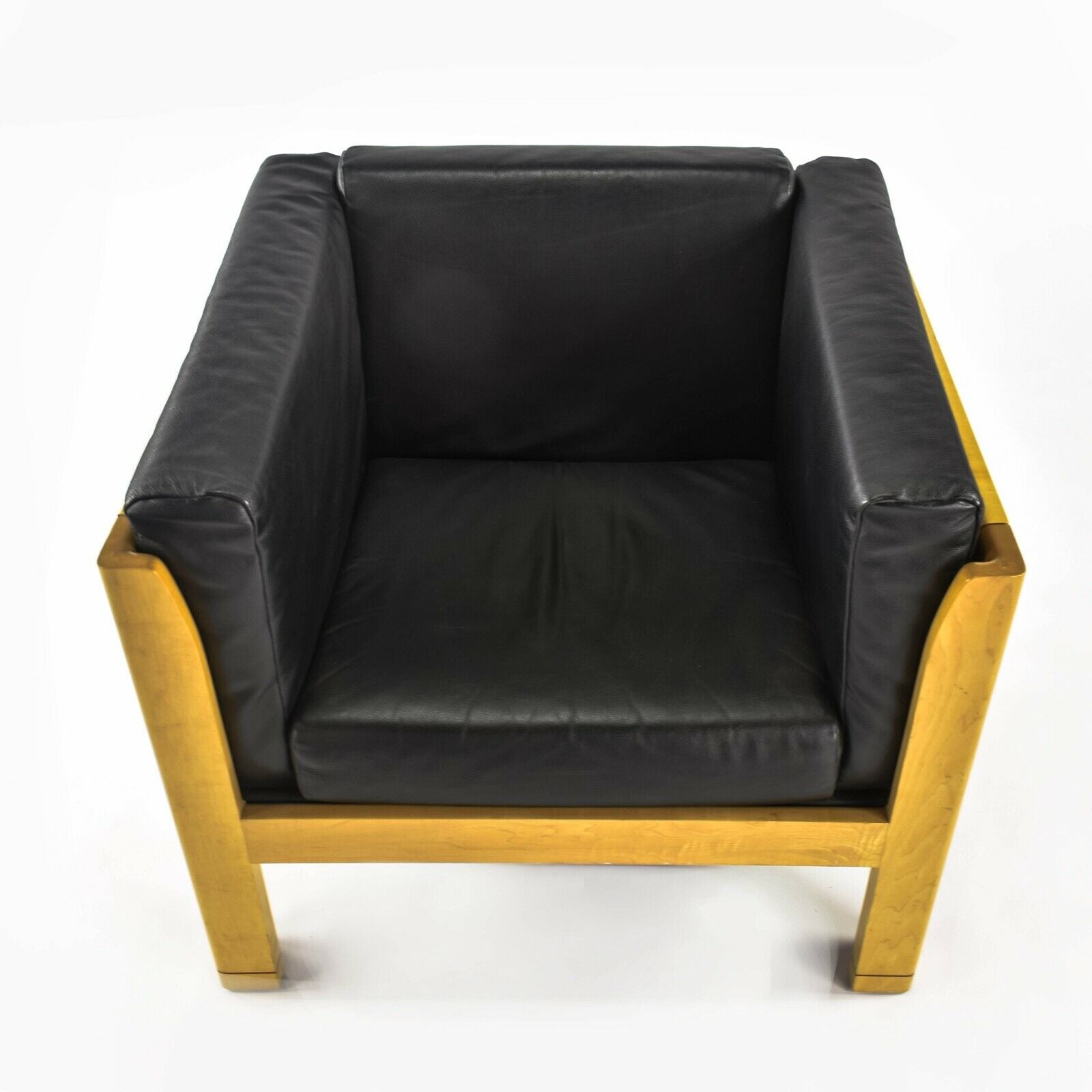2001 Postmodern Club Chair in Maple and Black Leather by Brian Kane for Metropolitan Furniture
